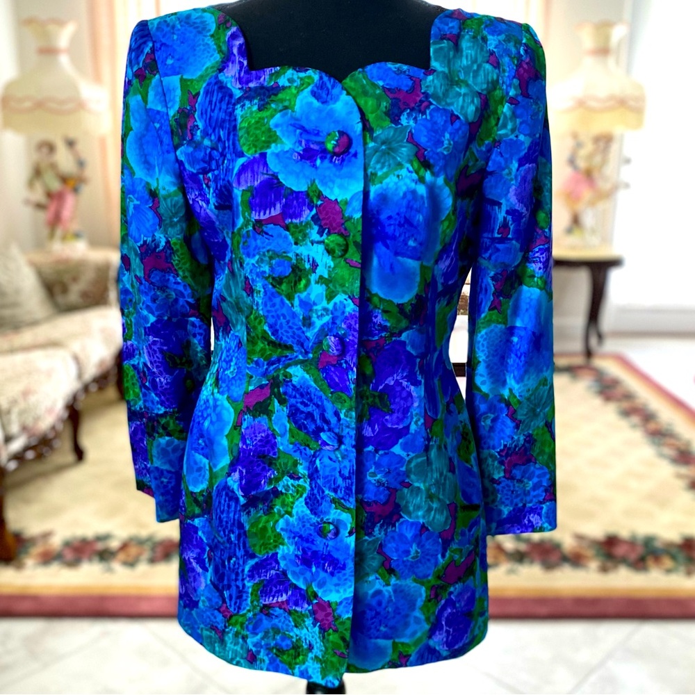 Vintage Silk Floral Blazer Jacket